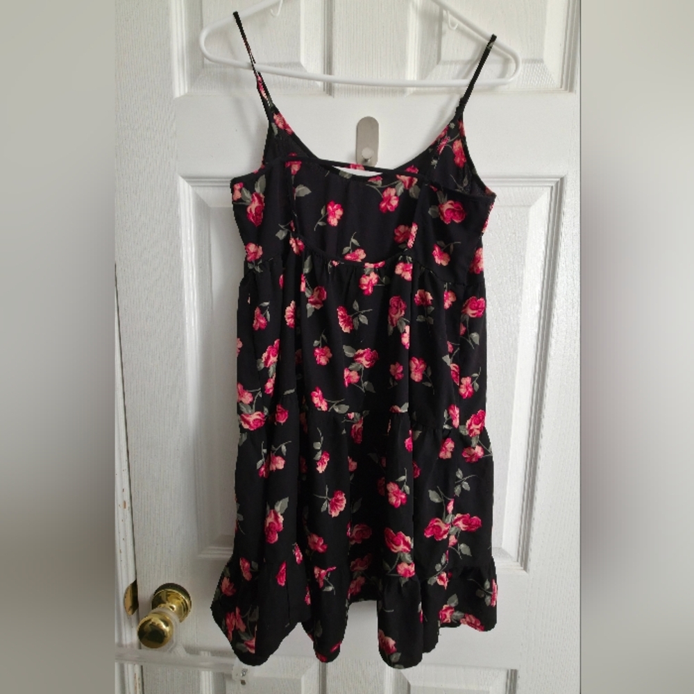 Womens Floral Black and Pink Dress